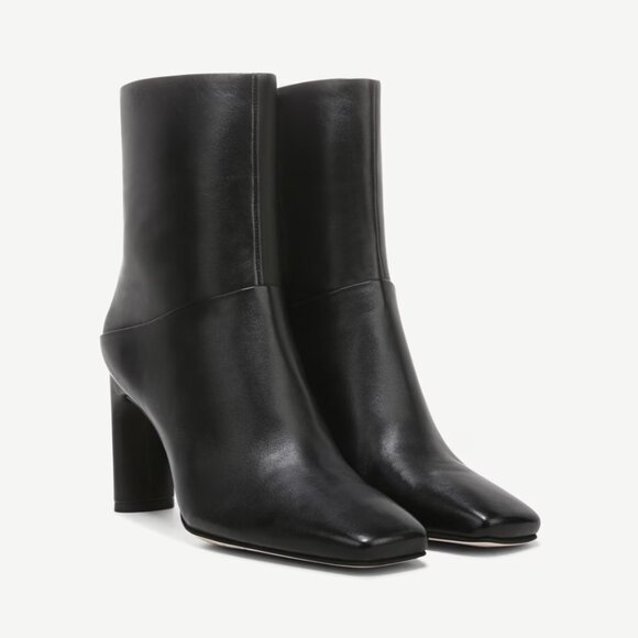 NWT Franco Sarto Flexa Booty Ankle Boot Leather Size 6.5 Black Zipper Square Toe - Picture 1 of 16